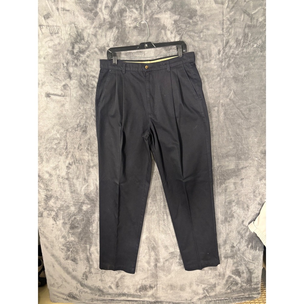 Dockers Mens Pleated Front Chino Pants Navy Blue Straight Leg Trousers 34x29